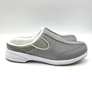 Propet Womens Gray Silver Washable Walker Slide Comfort Slip On Mules‎ Shoes 6M